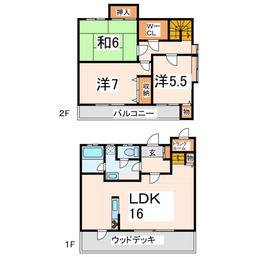 間取図 熊本市営バス/新外 徒歩1分 1-2階 築25年