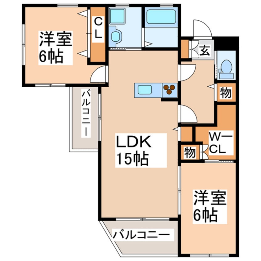 間取図 熊本都市バス（熊本市）/三郎 徒歩1分 2階 築11年