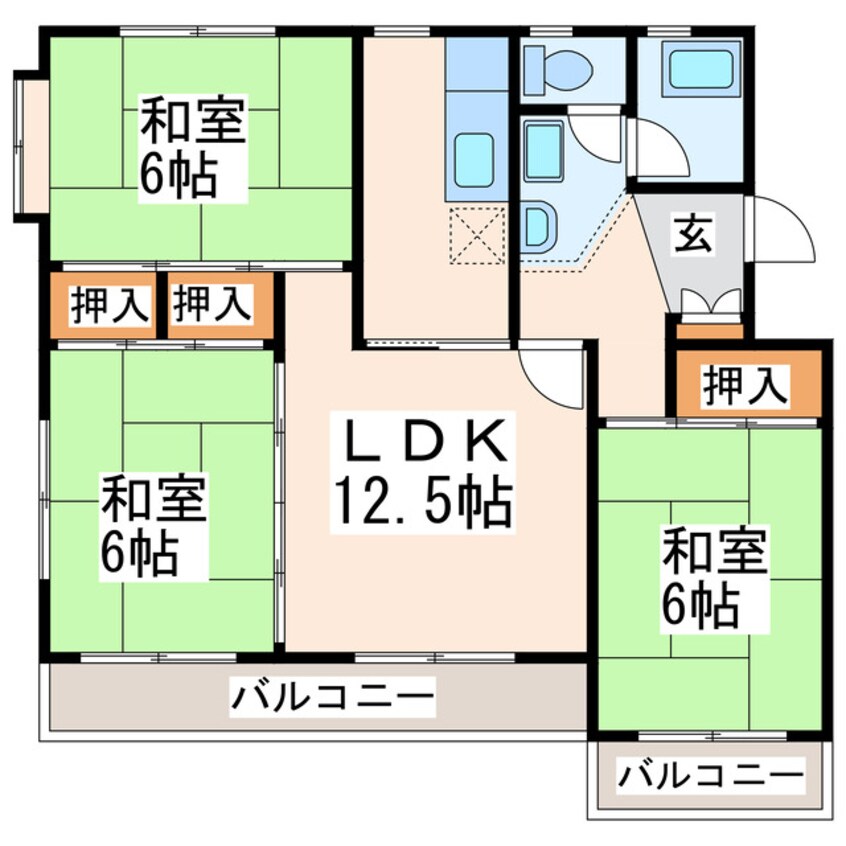 間取図 熊本市営バス/小峯営業所 徒歩2分 2階 築37年