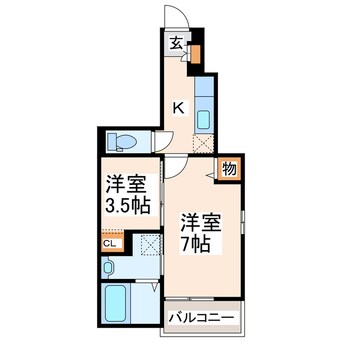 間取図 産交バス（熊本市）/古閑 徒歩5分 1階 築10年