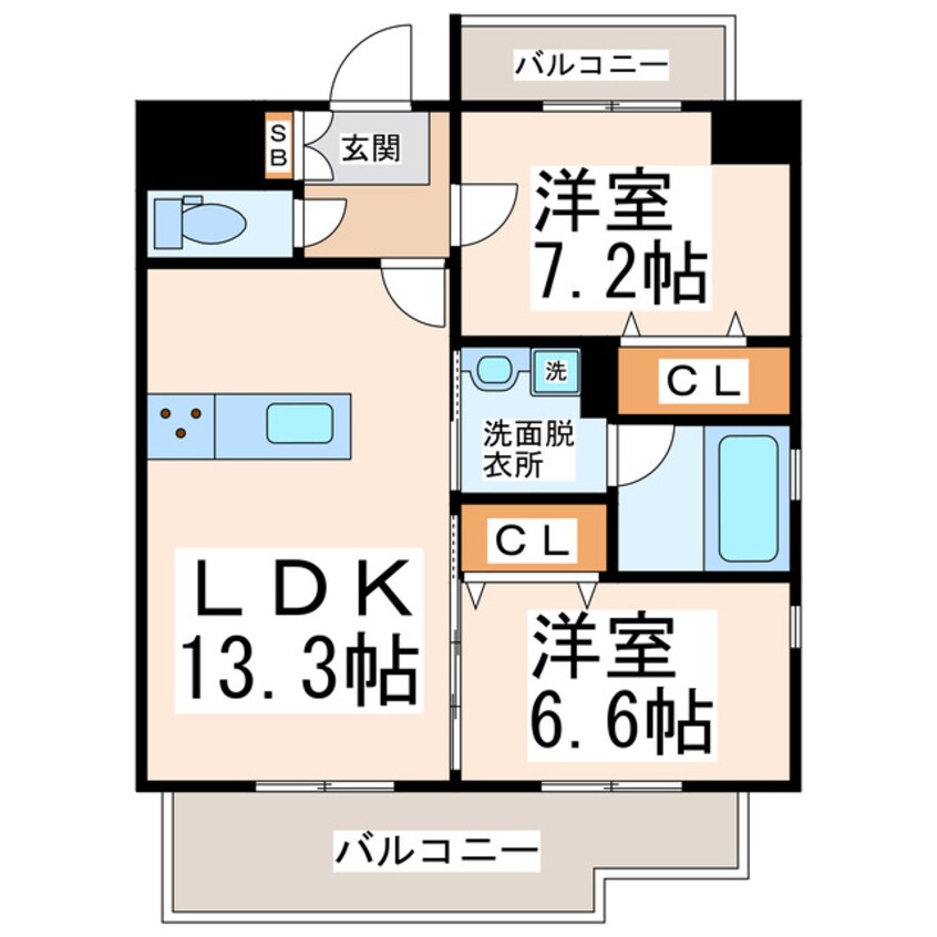 間取図 産交バス（熊本市）/秋津薬局前 徒歩2分 2階 築7年