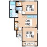 シャルム画図Ⅰ番館C 2DKの間取り