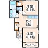 シャルム画図Ⅰ番館C 2DKの間取り