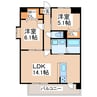 プリマレーベン弓削 2LDKの間取り