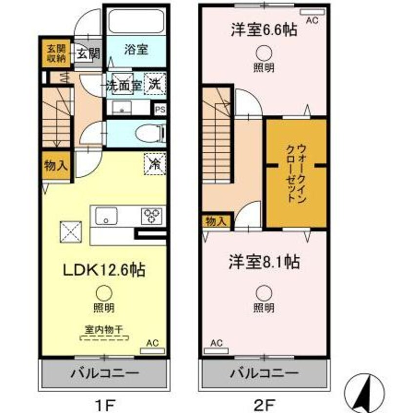 間取図 熊本市電Ａ系統<熊本市交通局>/健軍校前駅 徒歩5分 1-2階 1年未満