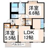 産交バス（熊本市）/松の本 徒歩4分 2階 築20年 2LDKの間取り