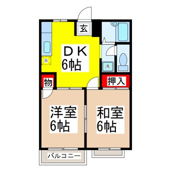 間取図 産交バス（熊本市周辺）/西上の前 徒歩3分 2階 築31年