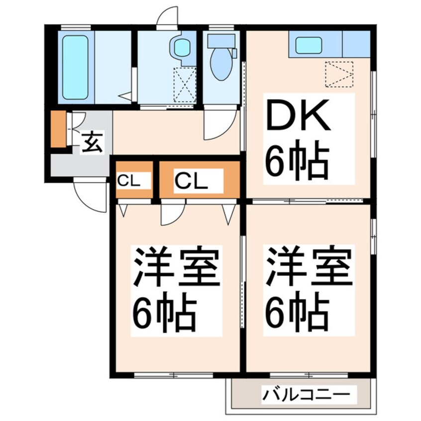 間取図 熊本市内バス/小山 徒歩1分 2階 築19年