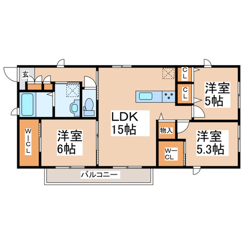 間取図 熊本都市バス（熊本市）/東灰塚 徒歩6分 2階 築6年