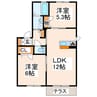 パルク・ヴァン　D 2LDKの間取り