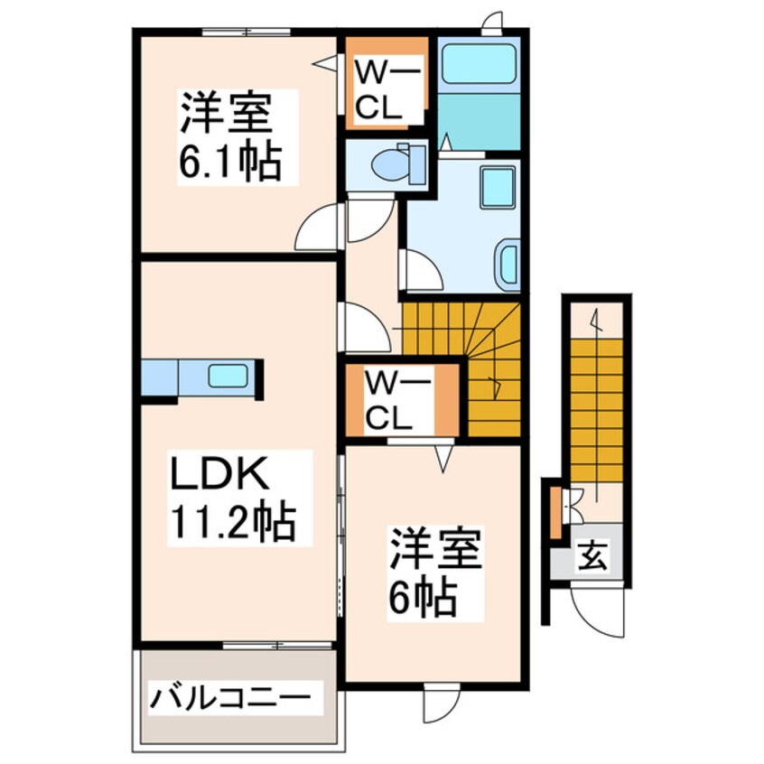 間取図 産交バス（熊本市）/小山団地 徒歩6分 2階 築9年