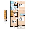 カームリーハウスＡ・Ｂ・Ｃ 2LDKの間取り