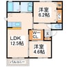 リラフォート帯山 2LDKの間取り