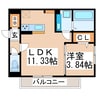 フルールブラン 1LDKの間取り