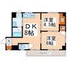 ディアコート新大江 2DKの間取り