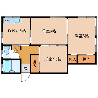 間取図 日豊本線/三股駅 徒歩21分 1-1階 築36年