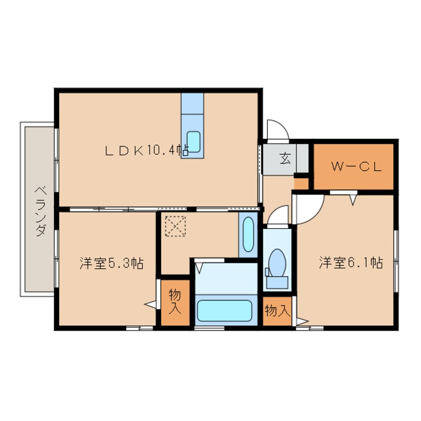 間取図 日豊本線/都城駅 徒歩22分 2階 築9年