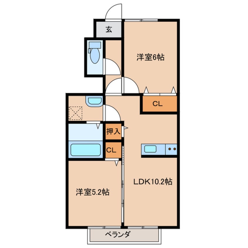 間取図 日豊本線/都城駅 徒歩22分 2階 築10年