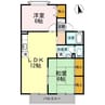 リバーサイド森町Ⅱ 2LDKの間取り