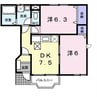 ラ・メールYAKUMARU　Ⅰ 2DKの間取り