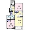 フェリス三芳　Ⅰ 2LDKの間取り