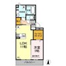 モンペルジュ 1LDKの間取り
