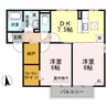 ソレールあけぼの台Ⅰ 2DKの間取り