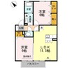 コルシェーヌ 2LDKの間取り