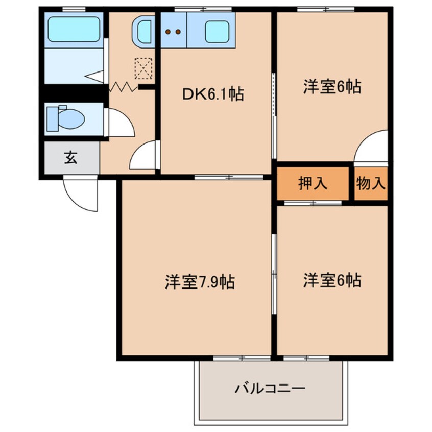 間取図 デュープレックス小池原A棟