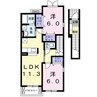 ソルパティオC 2LDKの間取り
