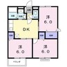 リバーパークタモツB棟 3DKの間取り