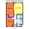 コンコース堀之内 2DKの間取り