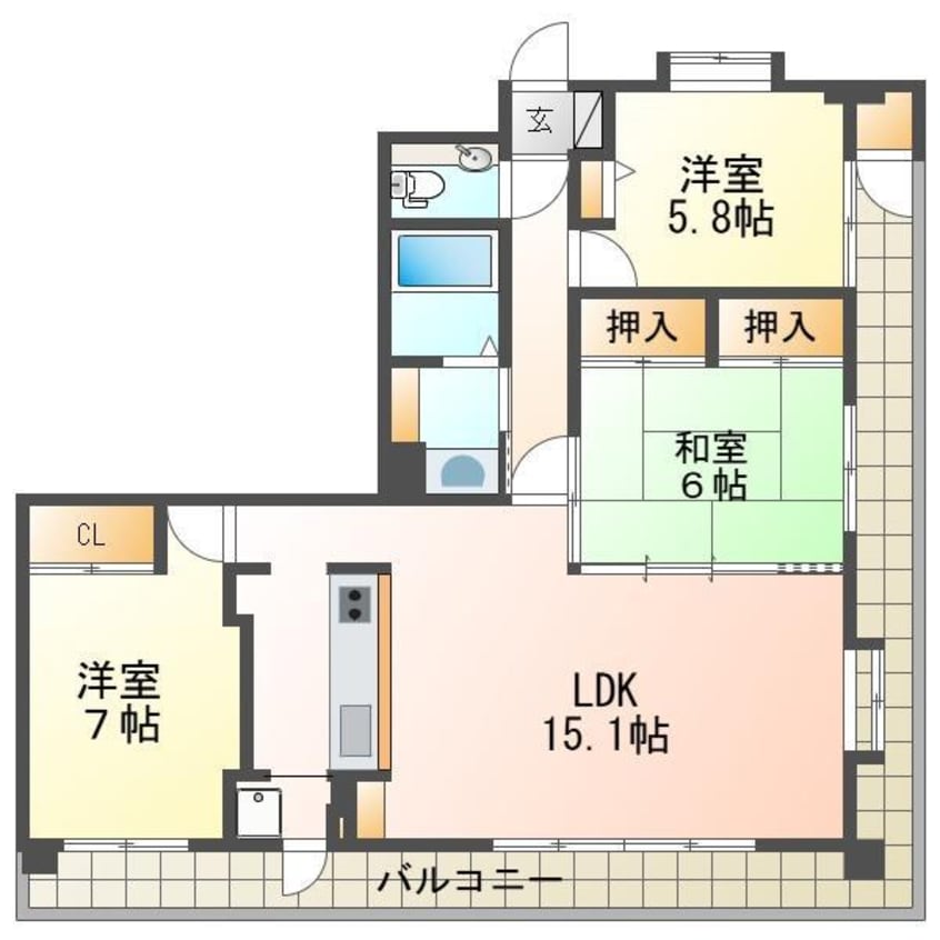 間取図 ダイアパレス女池上山602