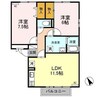 リバーフォート阿賀Ｂ 2LDKの間取り