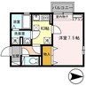 リヤフィールド 1Kの間取り