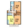 コーポイーストサイドC 2DKの間取り
