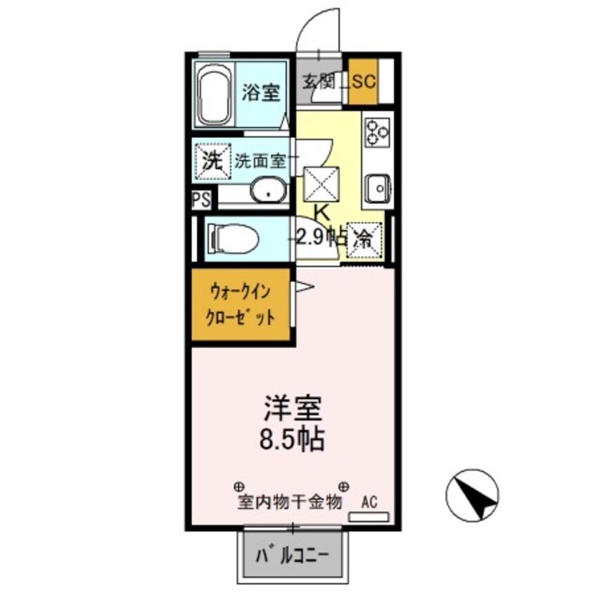 間取図 Ｄ-ｒｏｏｍ思川ジョーヌ Ｉ