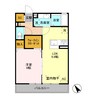 グランポワール 住居 1LDKの間取り