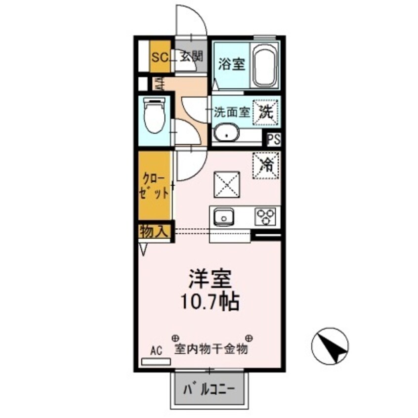 間取図 Ｄ-ｒｏｏｍ思川ジョーヌ Ｉ