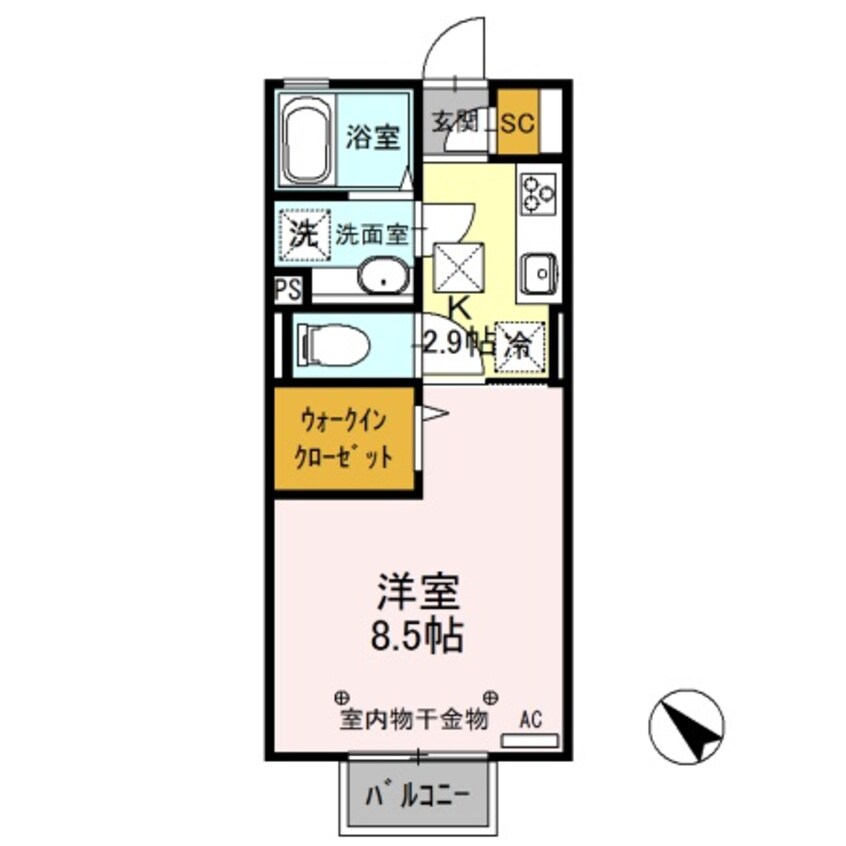 間取図 Ｄ-ｒｏｏｍ思川ルージュ Ａ