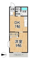 ラ・セゾン城北 1DKの間取り