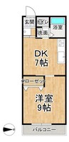 ラ・セゾン城北 1DKの間取り
