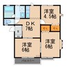 コーポミストラルⅡ 3DKの間取り