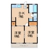 リーベハイツC 2DKの間取り