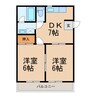 レインボーブリッジ1 2DKの間取り