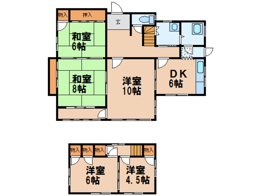 間取図 東武宇都宮線/おもちゃのまち駅 徒歩9分 1-2階 築50年