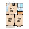 コーポソレイユ　B 2DKの間取り