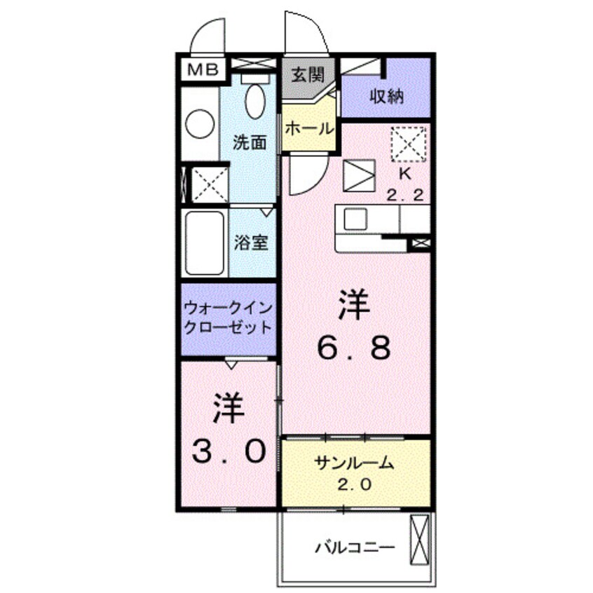 間取図 サニーヒルズ岡台Ⅱ