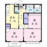 スカイハイツＢ 3DKの間取り