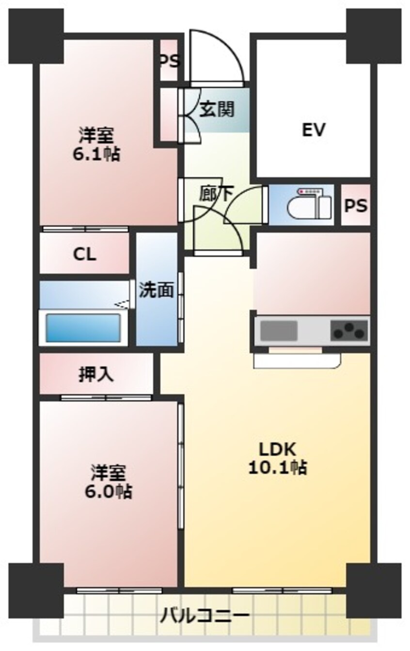 間取図 グランドハイツ今泉西棟